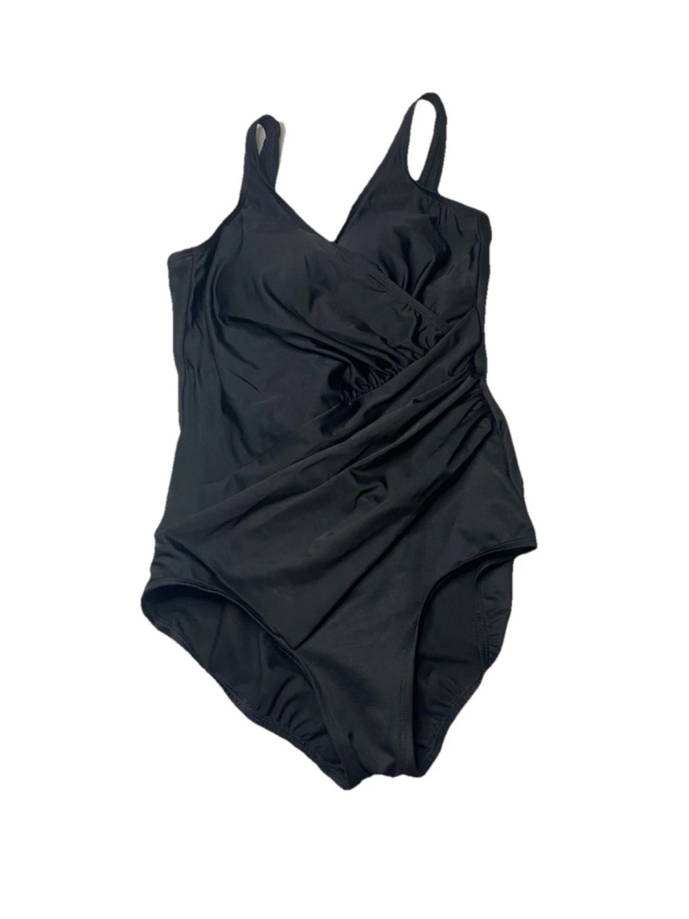 Miraclesuit Solid Oceanus Swimsuit Black One Piece Tummy Control Size 12